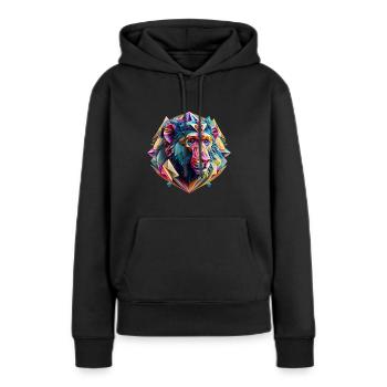 Geometrische Fauna, Affe, Schimpanse, Geo wild - Frauen Premium Bio Hoodie - Schwarz - Vorne - Julia (174cm)