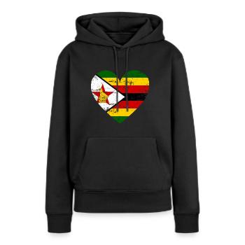 Coeur de drapeau du Zimbabwe - Sweat à capuche Premium bio Femme - noir - Devant - Julia (174cm)