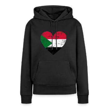 Sudan Flaggenherz - Frauen Premium Bio Hoodie - Schwarz - Vorne - Julia (174cm)