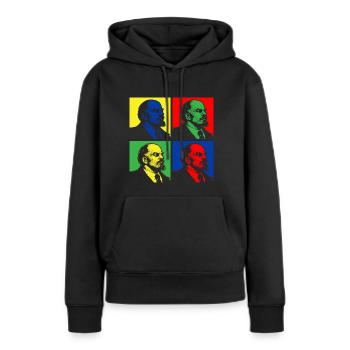 Pop Art Lenin - Sweat à capuche Premium bio Femme - noir - Devant - Julia (174cm)