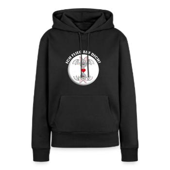 ICH FLIEG AUF DICH! - FLEDERMÄUSE - LIEBE - HERZ - Frauen Premium Bio Hoodie - Schwarz - Vorne - Julia (174cm)