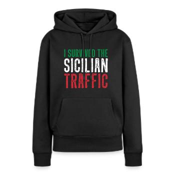 Sicile Circulation Italie Plaisir de conduire - Sweat à capuche Premium bio Femme - noir - Devant - Julia (174cm)