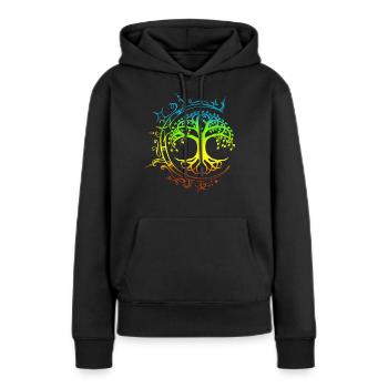 Lebensbaum , Chakras für spirituelles Yoga, Buddha - Frauen Premium Bio Hoodie - Schwarz - Vorne - Julia (174cm)