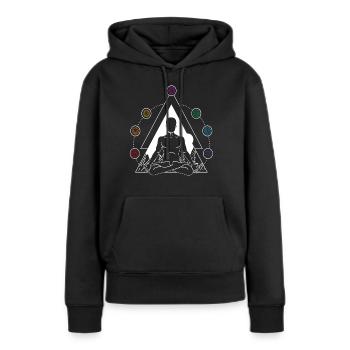 Yoga Chakra Spiritual Meditation 7 chakras - Sweat à capuche Premium bio Femme - noir - Devant - Julia (174cm)