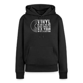 Vinyle, mélomanes, audiophiles - Sweat à capuche Premium bio Femme - noir - Devant - Julia (174cm)