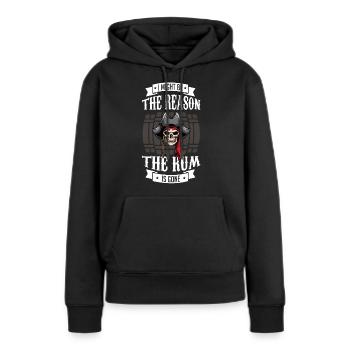 Amateur de rhum, rhum, pirate buveur de rhum - Sweat à capuche Premium bio Femme - noir - Devant - Julia (174cm)
