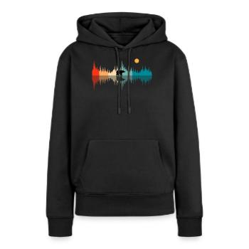 Ondes sonores nature, audiophiles - Sweat à capuche Premium bio Femme - noir - Devant - Julia (174cm)