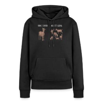 Chèvre, chèvres, amoureux des chèvres - Sweat à capuche Premium bio Femme - noir - Devant - Julia (174cm)