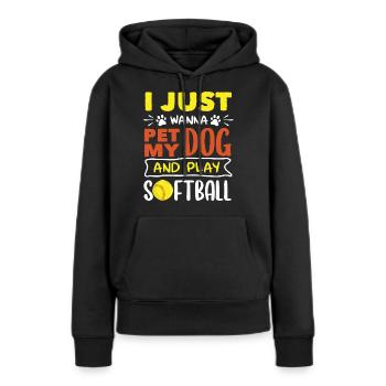 Il suffit de caresser mon chien et de jouer au softball - Sweat à capuche Premium bio Femme - noir - Devant - Julia (174cm)