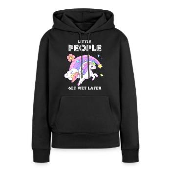 Einhorn Kleine Menschen werden später nass - Frauen Premium Bio Hoodie - Schwarz - Vorne - Julia (174cm)