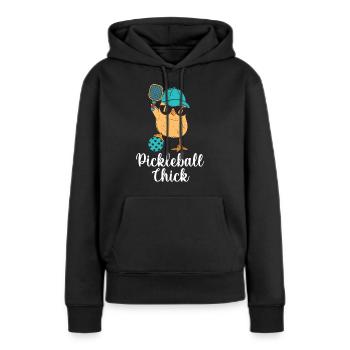 Pickleball-Chic, Pickleball-Spieler - Frauen Premium Bio Hoodie - Schwarz - Vorne - Julia (174cm)