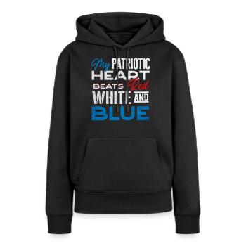 Citations patriotiques américaines, patriotes, patriotes - Sweat à capuche Premium bio Femme - noir - Devant - Julia (174cm)