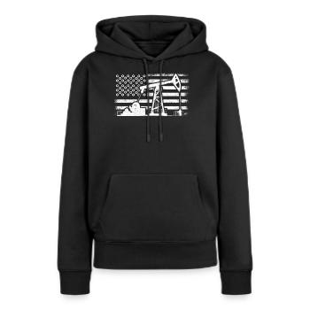 Champs pétrolifères américains, travailleurs des champs pétrolifères - Sweat à capuche Premium bio Femme - noir - Devant - Julia (174cm)