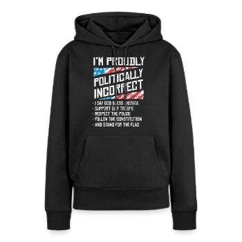 Je suis politiquement incorrect, fier d’être américain - Sweat à capuche Premium bio Femme - noir - Devant - Julia (174cm)