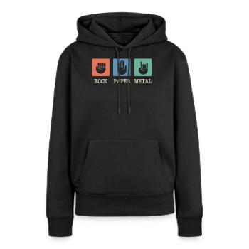 Musique métal, musique rock papier métal - Sweat à capuche Premium bio Femme - noir - Devant - Julia (174cm)