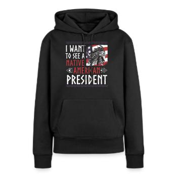 Je veux voir un président indien - Sweat à capuche Premium bio Femme - noir - Devant - Julia (174cm)