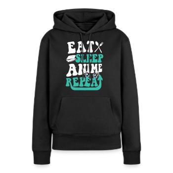 Schlaf Anime Wiederholen - Frauen Premium Bio Hoodie - Schwarz - Vorne - Julia (174cm)