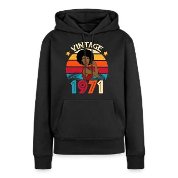 Vintage 1971 Geburtstagsfrau Afro - Frauen Premium Bio Hoodie - Schwarz - Vorne - Julia (174cm)