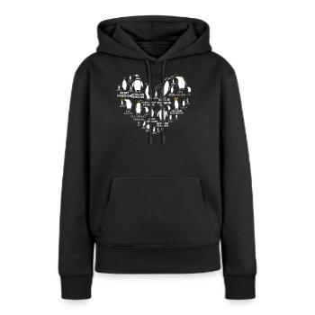 Pingouins, Pingouins, Amateurs de Pingouins - Sweat à capuche Premium bio Femme - noir - Devant - Julia (174cm)