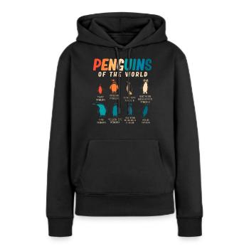 Pingouins, Pingouins, Amateurs de Pingouins - Sweat à capuche Premium bio Femme - noir - Devant - Julia (174cm)