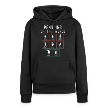 Pingouins, Pingouins, Amateurs de Pingouins - Sweat à capuche Premium bio Femme - noir - Devant - Julia (174cm)