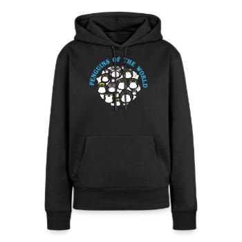 Pingouins, Pingouins, Amateurs de Pingouins - Sweat à capuche Premium bio Femme - noir - Devant - Julia (174cm)