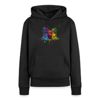 Schlagzeug, Schlagzeuger - Frauen Premium Bio Hoodie - Schwarz - Vorne - Julia (174cm)