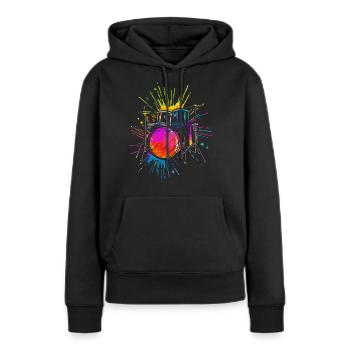 Schlagzeug, Schlagzeuger - Frauen Premium Bio Hoodie - Schwarz - Vorne - Julia (174cm)