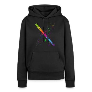 Flûte, Jouer de la flûte, - Sweat à capuche Premium bio Femme - noir - Devant - Julia (174cm)