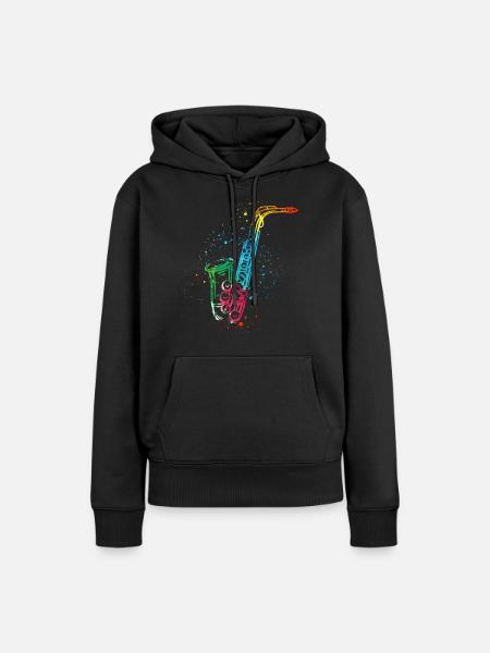 Saxofon, SAXofonist - Frauen Premium Bio Hoodie - Schwarz