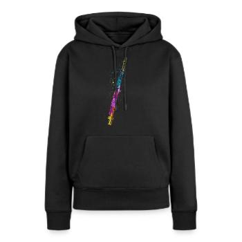 Flûte, Jouer de la flûte, - Sweat à capuche Premium bio Femme - noir - Devant - Julia (174cm)