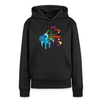 Piano, Pianist - Frauen Premium Bio Hoodie - Schwarz - Vorne - Julia (174cm)