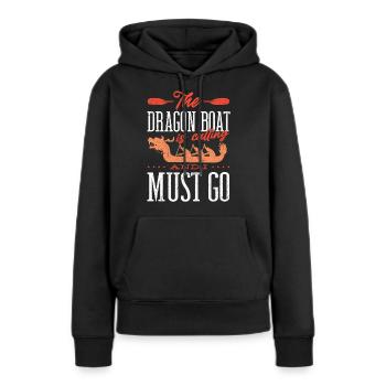 Course de bateaux-dragons, bateaux-dragons - Sweat à capuche Premium bio Femme - noir - Devant - Julia (174cm)