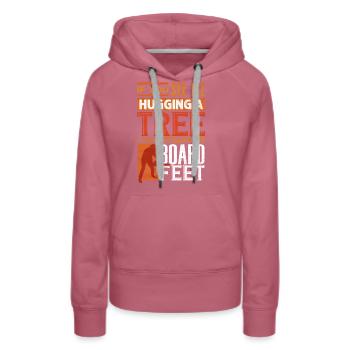 Baumumarmung, Holzbearbeitung, Holzarbeiter - Frauen Premium Bio Hoodie - Malve - Vorne - Isabella (175cm)