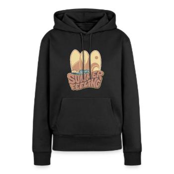 Sentiment d’été - Sweat à capuche Premium bio Femme - noir - Devant - Julia (174cm)