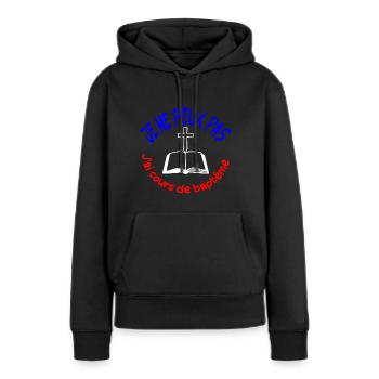 ICH KANN NICHT AN TAUFKURSEN TEILNEHMEN - Frauen Premium Bio Hoodie - Schwarz - Vorne - Julia (174cm)