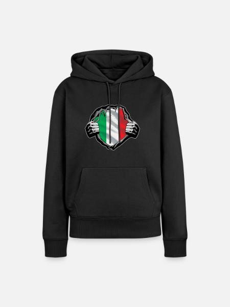 Italia Diseño para Italia Fans - Sudadera con capucha prémium ecológica para mujer - negro