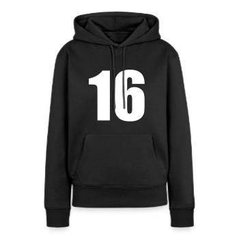 16 - Sweat à capuche Premium bio Femme - noir - Devant - Julia (174cm)