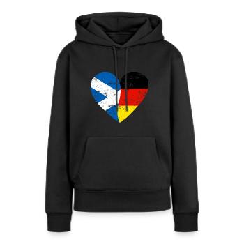 Schottland Deutschland Flaggenherz - Frauen Premium Bio Hoodie - Schwarz - Vorne - Julia (174cm)