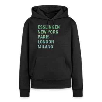 Metropole Esslingen - Frauen Premium Bio Hoodie - Schwarz - Vorne - Julia (174cm)