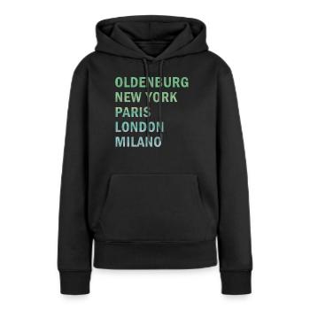 Metropole Oldenburg - Frauen Premium Bio Hoodie - Schwarz - Vorne - Julia (174cm)