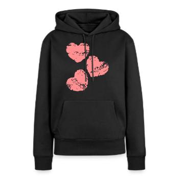 rosa Herzen - Frauen Premium Bio Hoodie - Schwarz - Vorne - Julia (174cm)