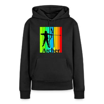 Archer - Sweat à capuche Premium bio Femme - noir - Devant - Julia (174cm)
