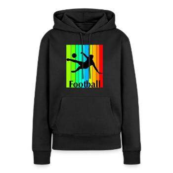 Football Fussball Soccer - Sweat à capuche Premium bio Femme - noir - Devant - Julia (174cm)