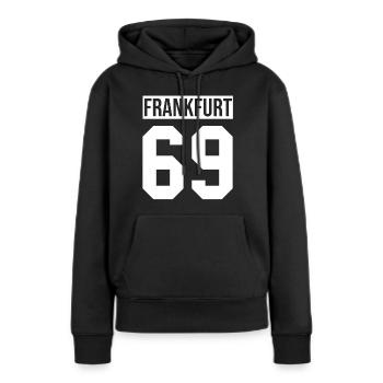 Francfort - Sweat à capuche Premium bio Femme - noir - Devant - Julia (174cm)