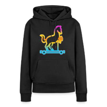 cheval de Troie - Sweat à capuche Premium bio Femme - noir - Devant - Julia (174cm)