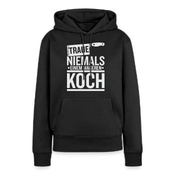 Kochkunst - Frauen Premium Bio Hoodie - Schwarz - Vorne - Julia (174cm)