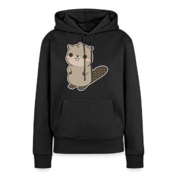 Biber - Frauen Premium Bio Hoodie - Schwarz - Vorne - Julia (174cm)