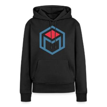 M Bekleidungsmarke - Frauen Premium Bio Hoodie - Schwarz - Vorne - Julia (174cm)