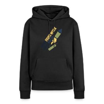 Feuerwerk / Ohne Feuerwerk ohne mich! - Frauen Premium Bio Hoodie - Schwarz - Vorne - Julia (174cm)